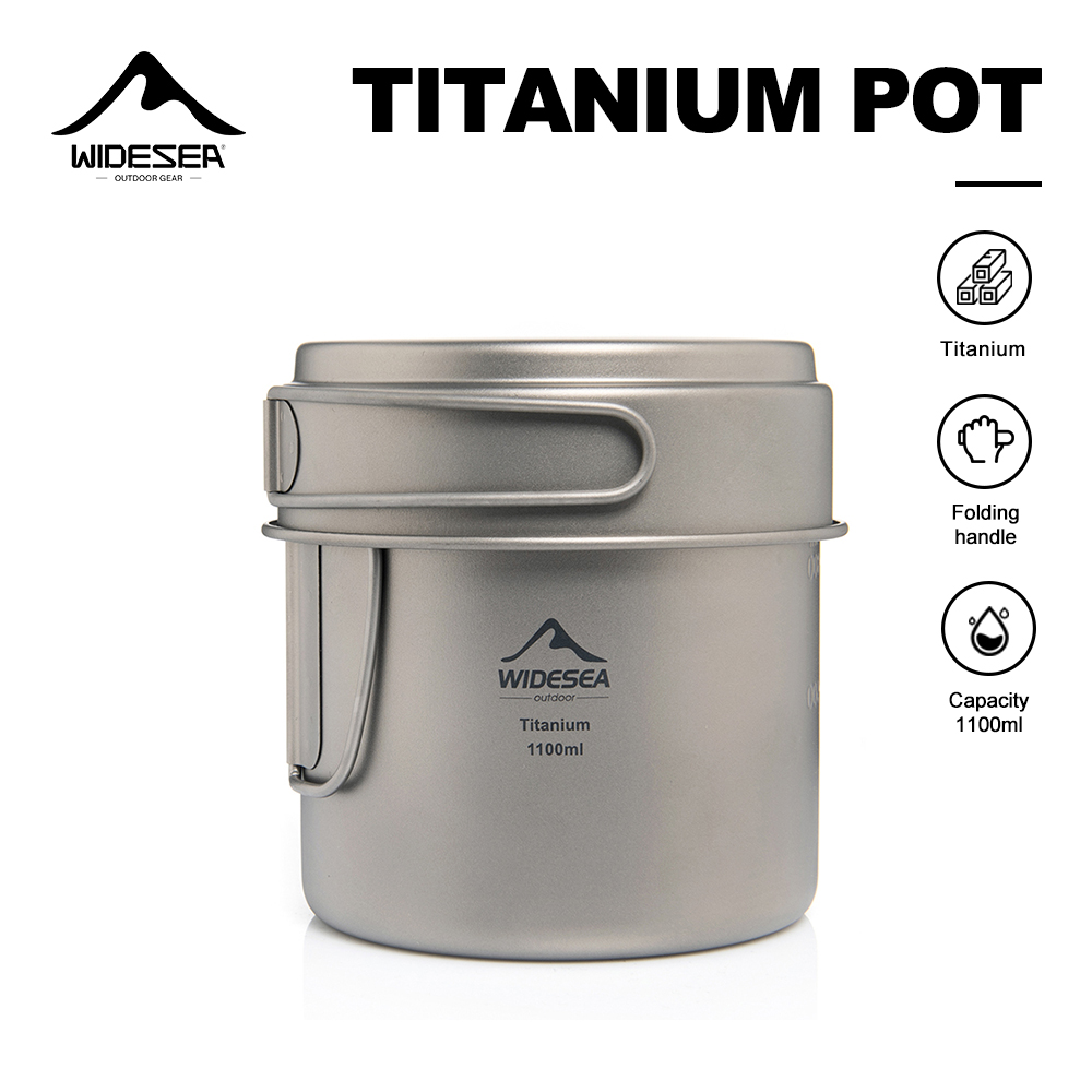 Camping Cooking Utensil Set - Widesea Panci Berkemah Titanium Ultraringan 1100Ml