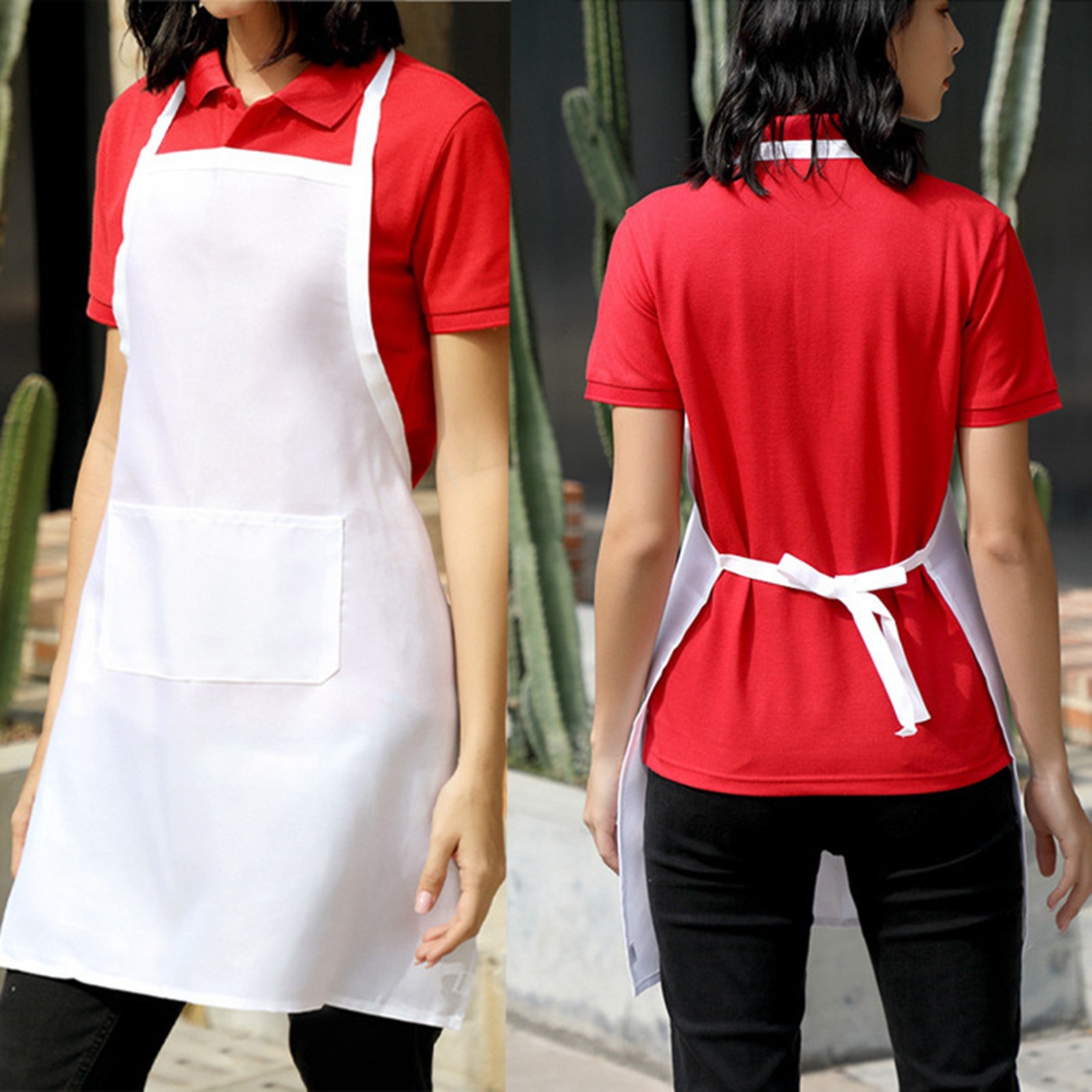 Camping Cooking Apron - Celemek dapur putih untuk pria wanita,