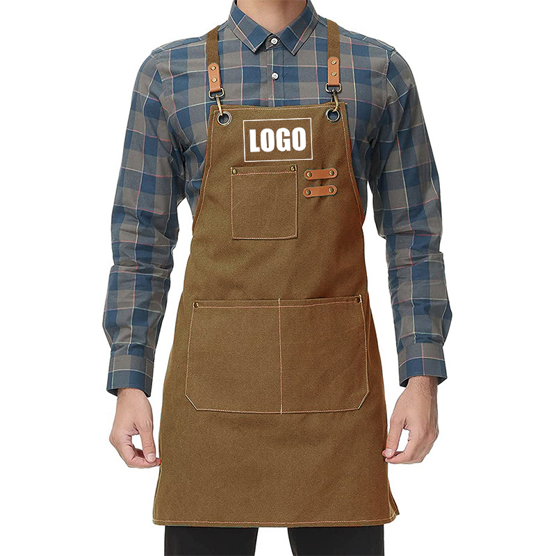 Camping Cooking Apron - Logo bordir kustom celemek kanvas tahan