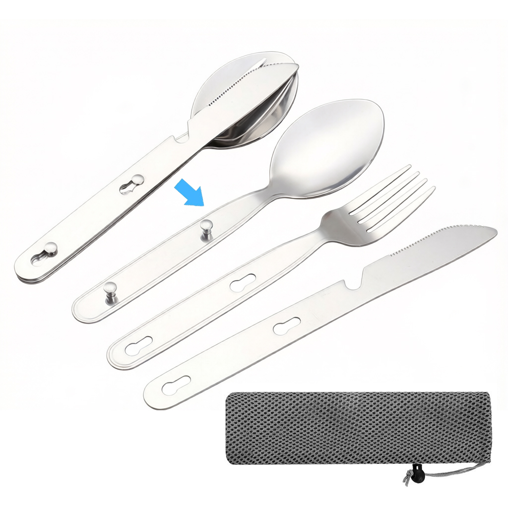 Camping Cooking Knife Set - 3 Buah/Set Sendok Garpu Lipat Pisau