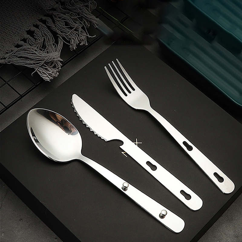 Camping Cooking Knife Set - 3pcs/set Peralatan Makan Portabel Stainless Steel