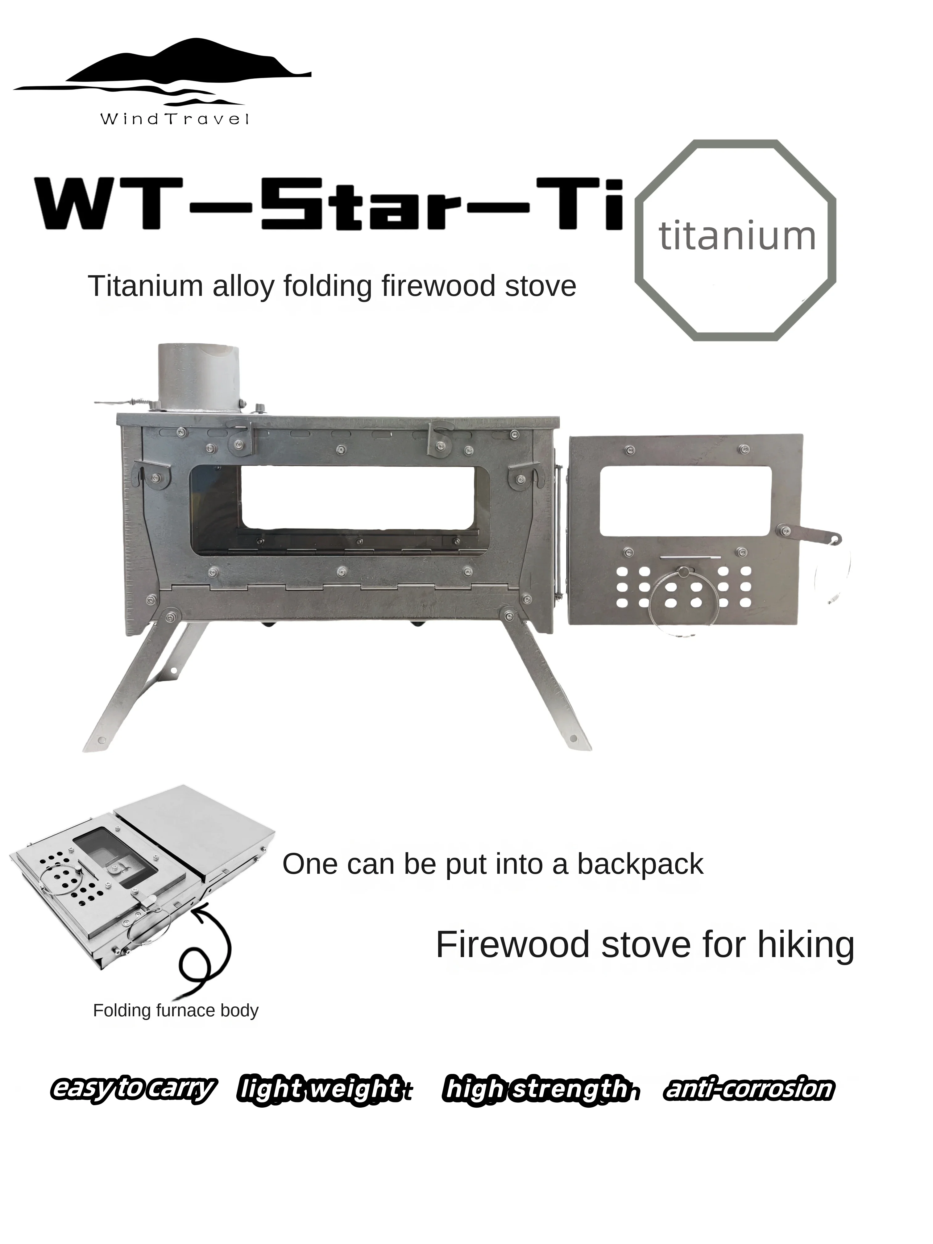 Cooking On Camping Stove - WT Star Ti kompor pemanas lipat,