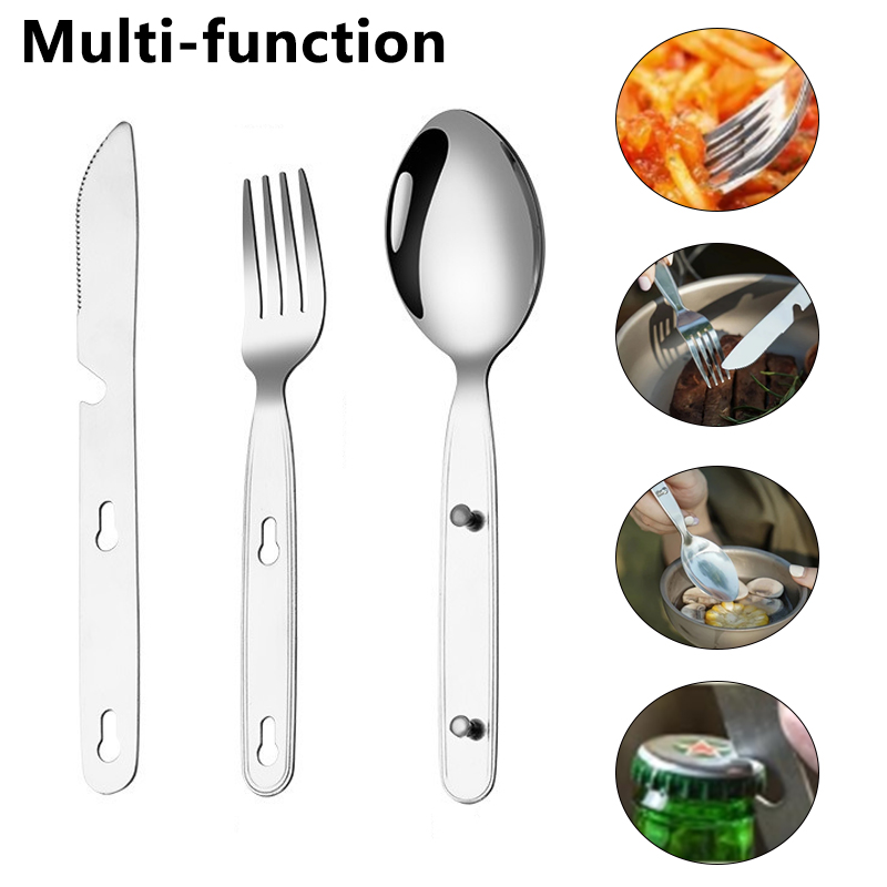 3 Buah/Set Sendok Garpu Lipat  - Camping Cooking Knife Set ulasan dan harga