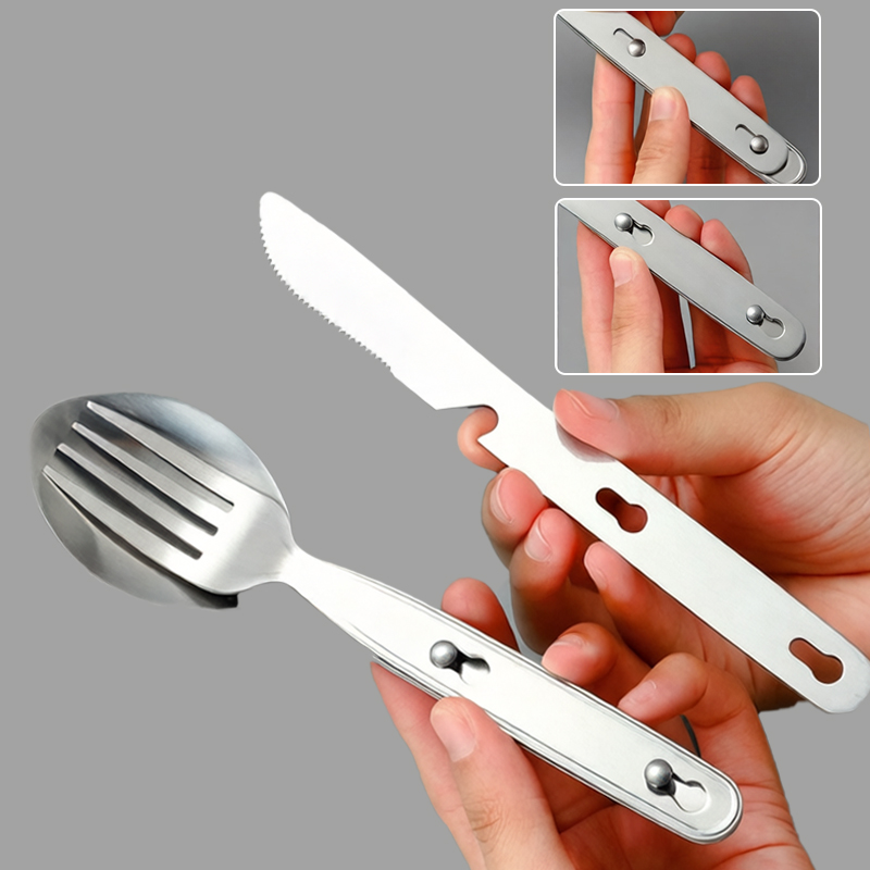 3 Buah/Set Sendok Garpu Lipat  - Camping Cooking Knife Set ulasan dan harga