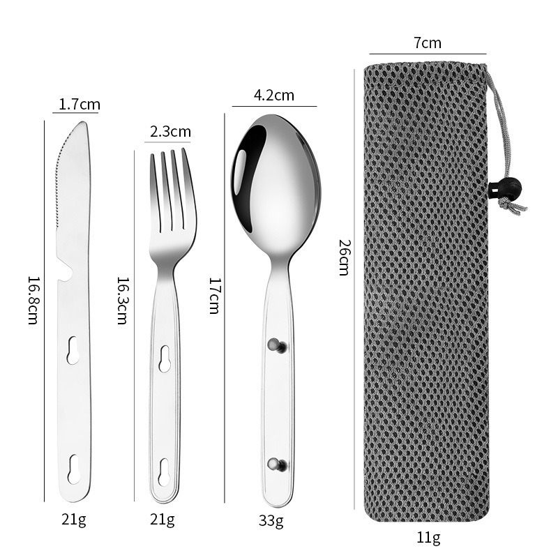 3 Buah/Set Sendok Garpu Lipat  - Camping Cooking Knife Set ulasan dan harga