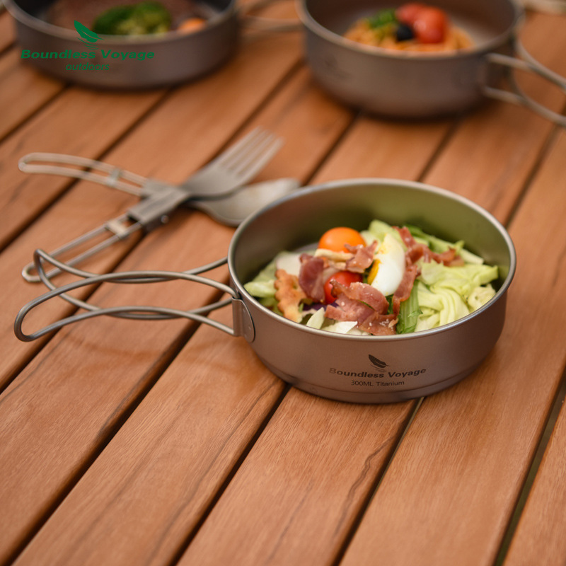 Set Panci Gagang Lipat Titaniu - Camping Cooking Frying Pan ulasan dan harga
