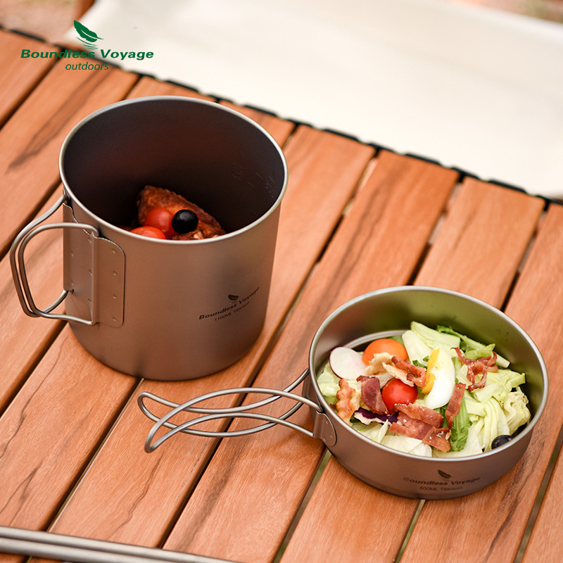 Set Panci Gagang Lipat Titaniu - Camping Cooking Frying Pan ulasan dan harga